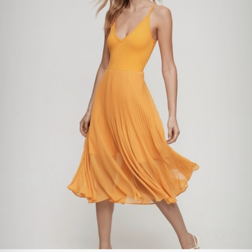 Wilfred Orange Pleated Dress